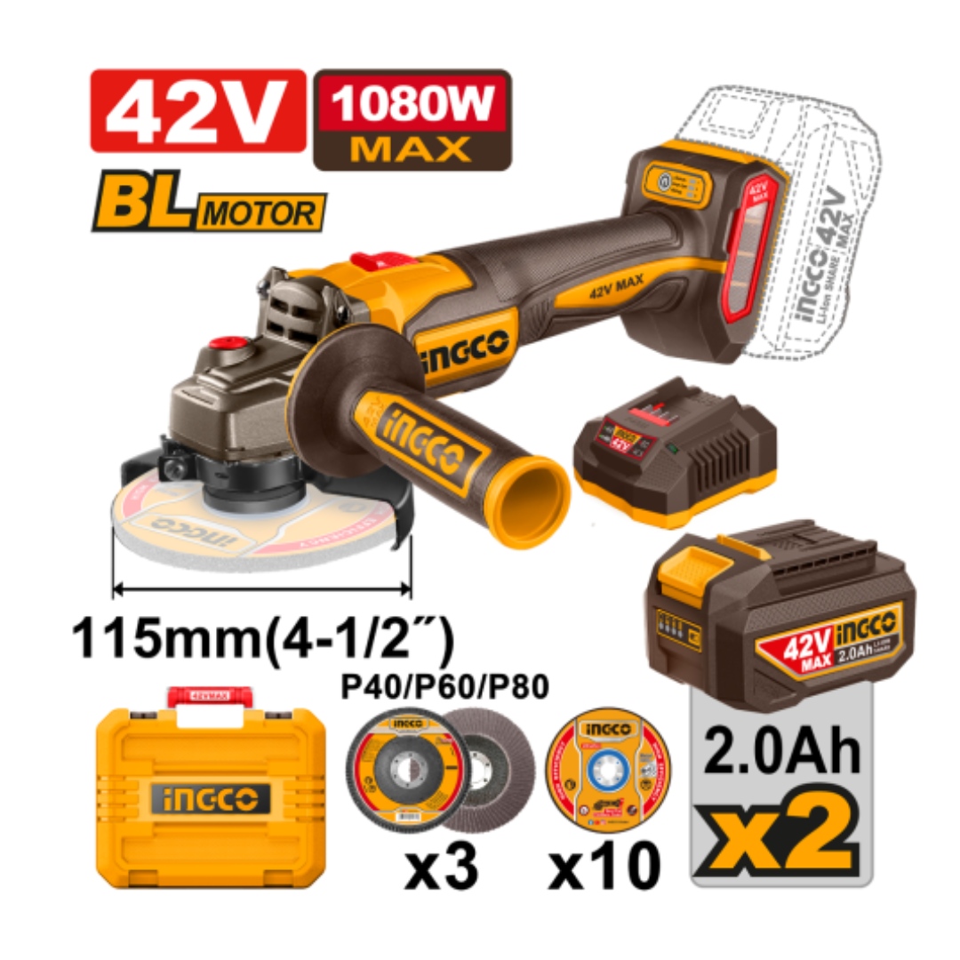 INGCO Aku ugaona brusilica 42 V CAGLI4108112E