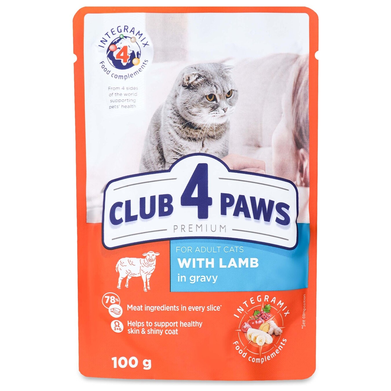 CLUB 4 PAWS HRANA ZA MAČKE SA JAGNJETINOM U SOSU 100g CLUB 4 PAWS CLUB 4 PAWS HRANA ZA MAČKE SA JAGNJETINOM U SOSU 100g CLUB 4 PAWS