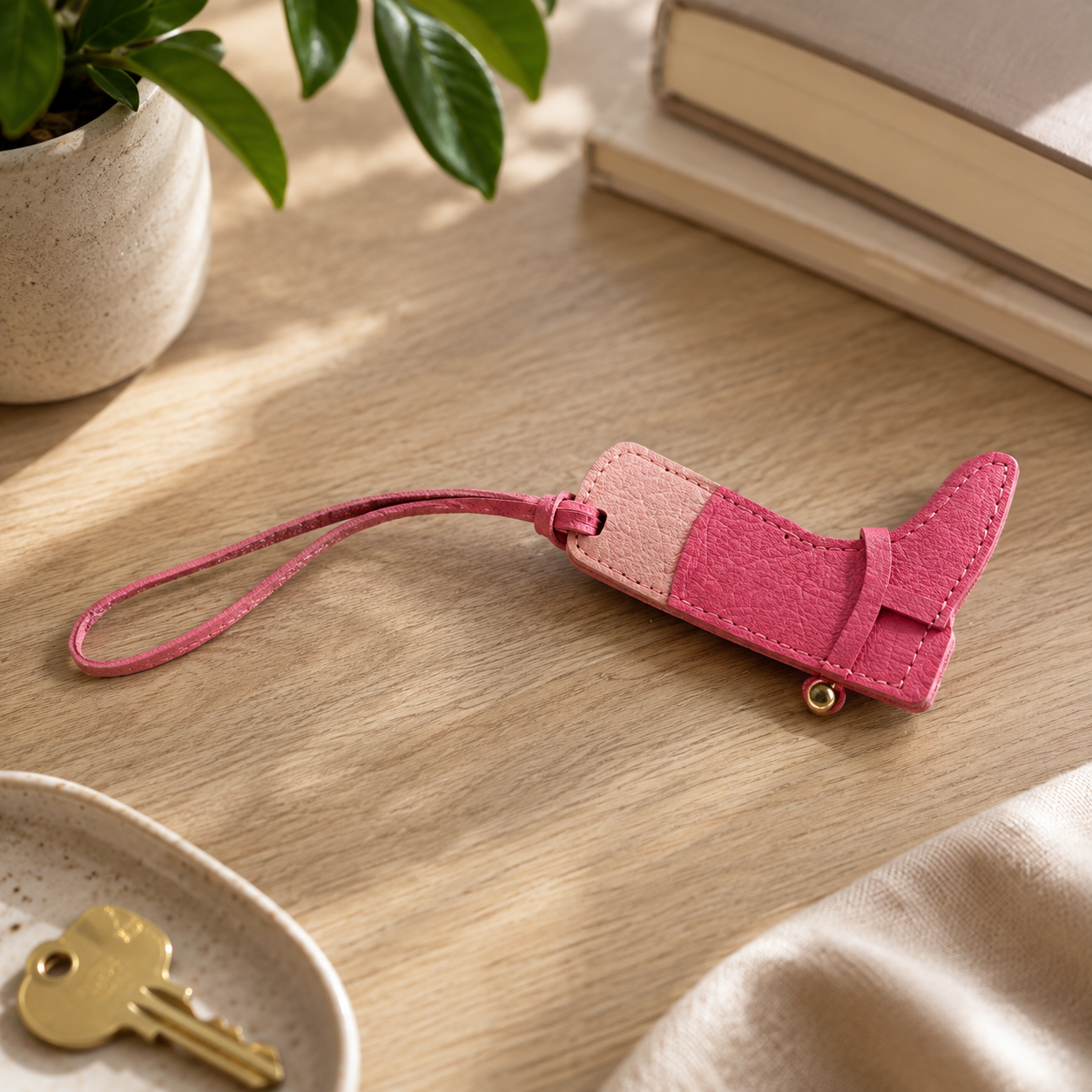  Privjesak kožni čizma pink TR2375