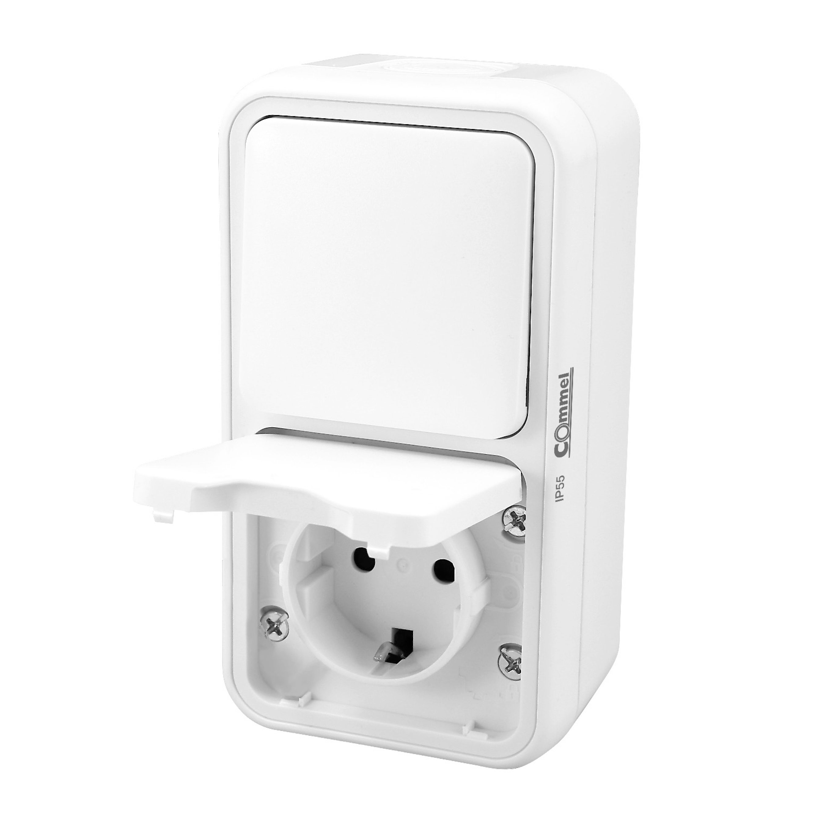 COMMEL Dvopolna utičnica s integrisanim prekidačem 16 A+10 A COMMEL Dvopolna utičnica s integrisanim prekidačem 16 A+10 A