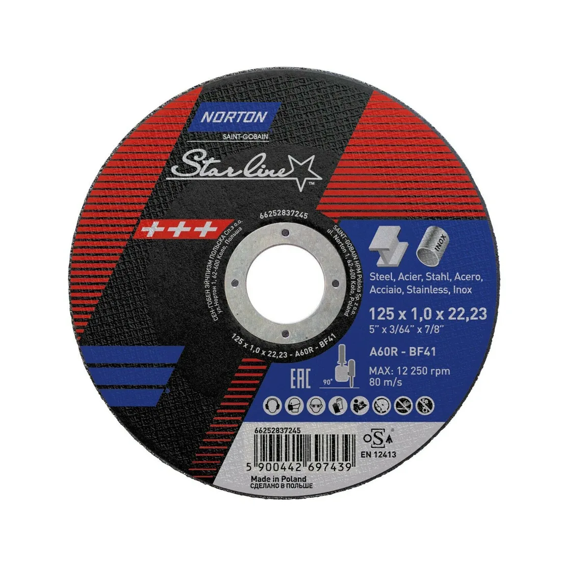 NORTON Brusna ploča A24Q 125x6x22 T27 NORTON Brusna ploča A24Q 125x6x22 T27