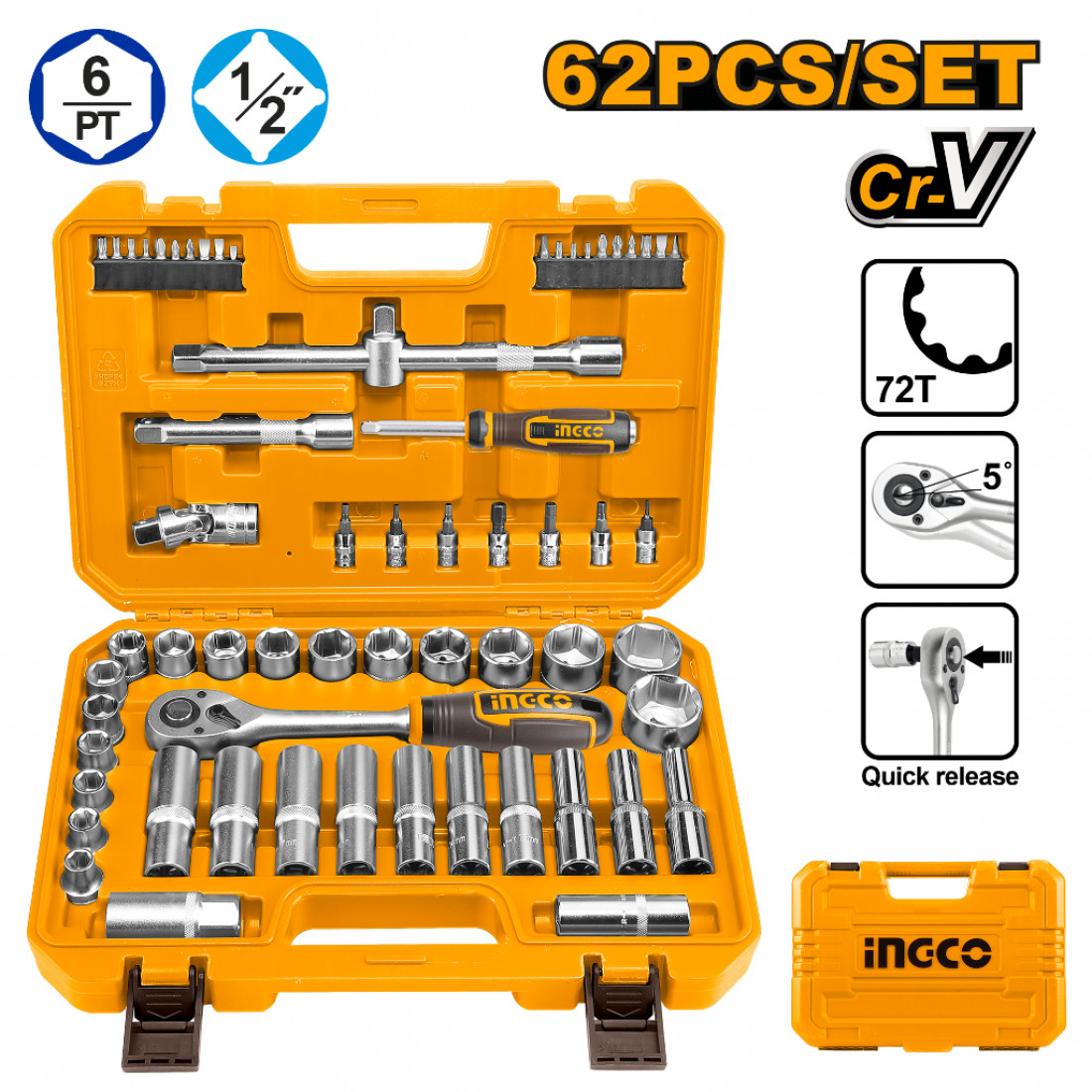 INGCO Set nasadnih ključeva u koferu HKTS12602 