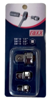 RAXX ADAPTER GARNITURA 3 KOM 1/4, 3/8, 1/2 RAXX ADAPTER GARNITURA 3 KOM 1/4, 3/8, 1/2