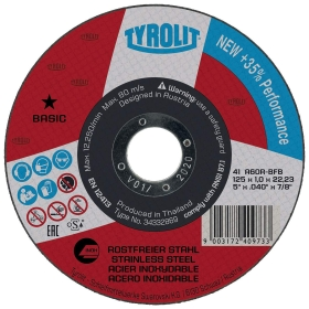 TYROLIT Rezna ploča Basic Inox 41 A60R BFB 125x1x22,23mm TYROLIT Rezna ploča Basic Inox 41 A60R BFB 125x1x22,23mm