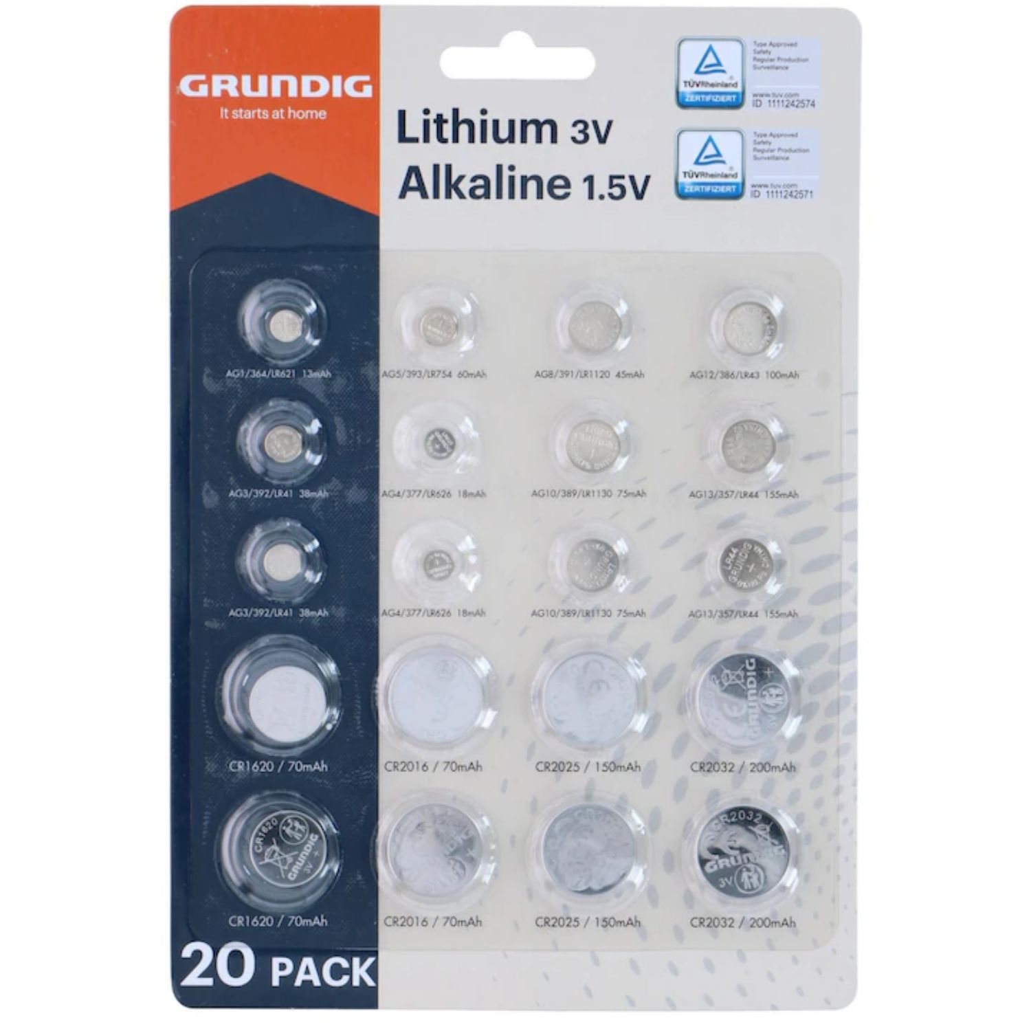 GRUNDIG Set 20/1 alkalnih dugmastih baterija AG/CR 