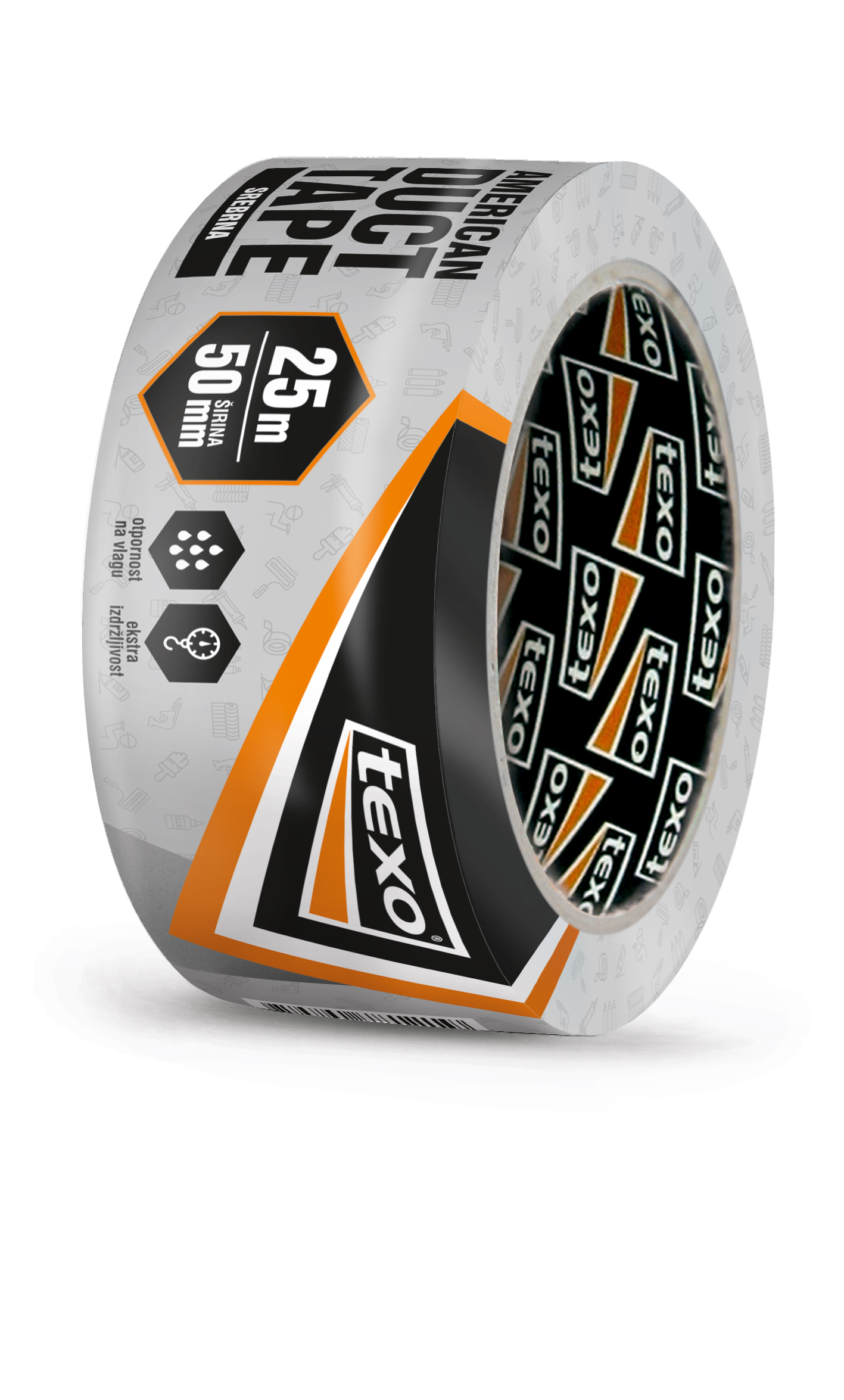 TEXO American duct tape srebrena 25m