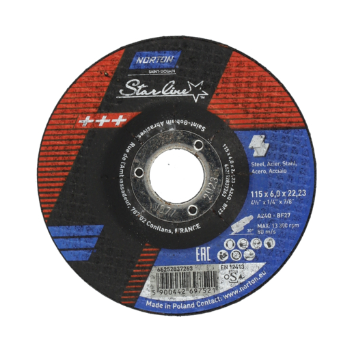 NORTON Brusna ploča A24Q 115x6x22 T27 NORTON Brusna ploča A24Q 115x6x22 T27