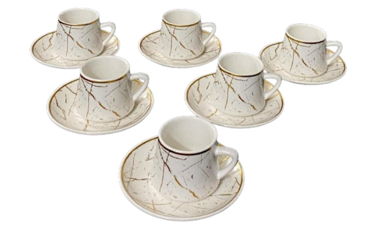 SET ŠOLJA ZA KAFU 6/1 BIJELE SA ZLATNIM MOTIVOM DP3570   SET ŠOLJA ZA KAFU 6/1 BIJELE SA ZLATNIM MOTIVOM DP3570