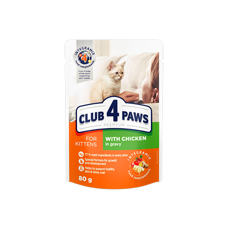 CLUB 4 PAWS HRANA ZA MAČIĆE SA PILETINOM U SOSU 80g CLUB 4 PAWS CLUB 4 PAWS HRANA ZA MAČIĆE SA PILETINOM U SOSU 80g CLUB 4 PAWS