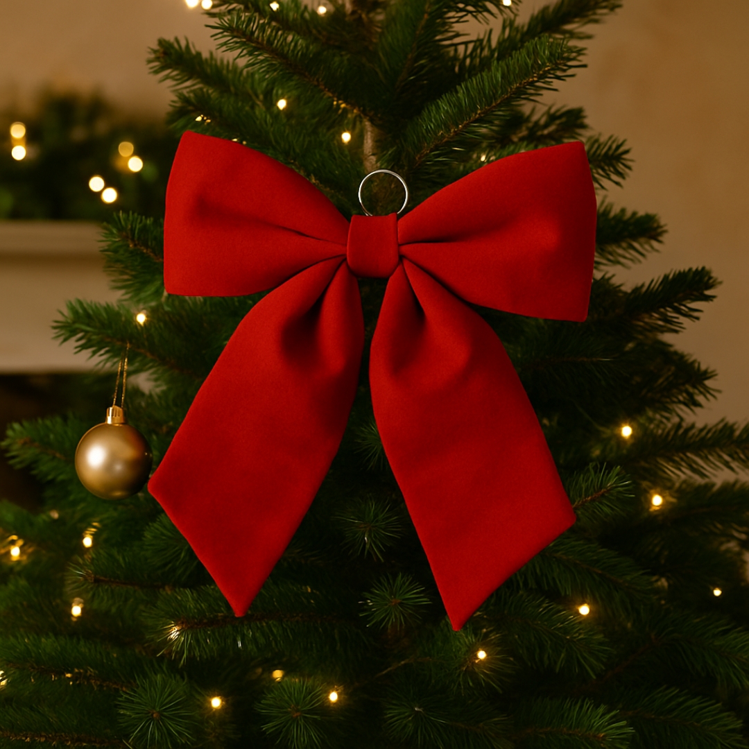  Crvena plišana mašna 48x52 cm