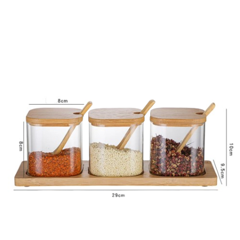  SET POSUDA ZA ZAČIN 3/1 STAKLO/BAMBUS 