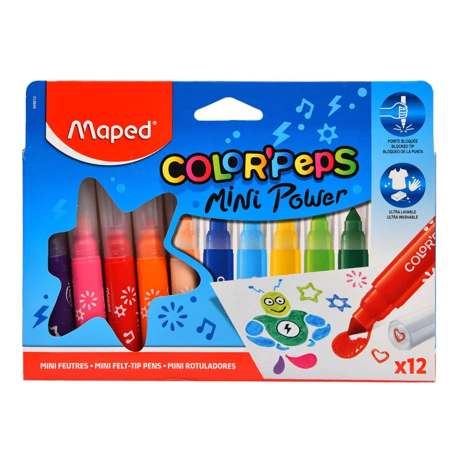 MAPED Flomasteri 12/1 jumbo mini power