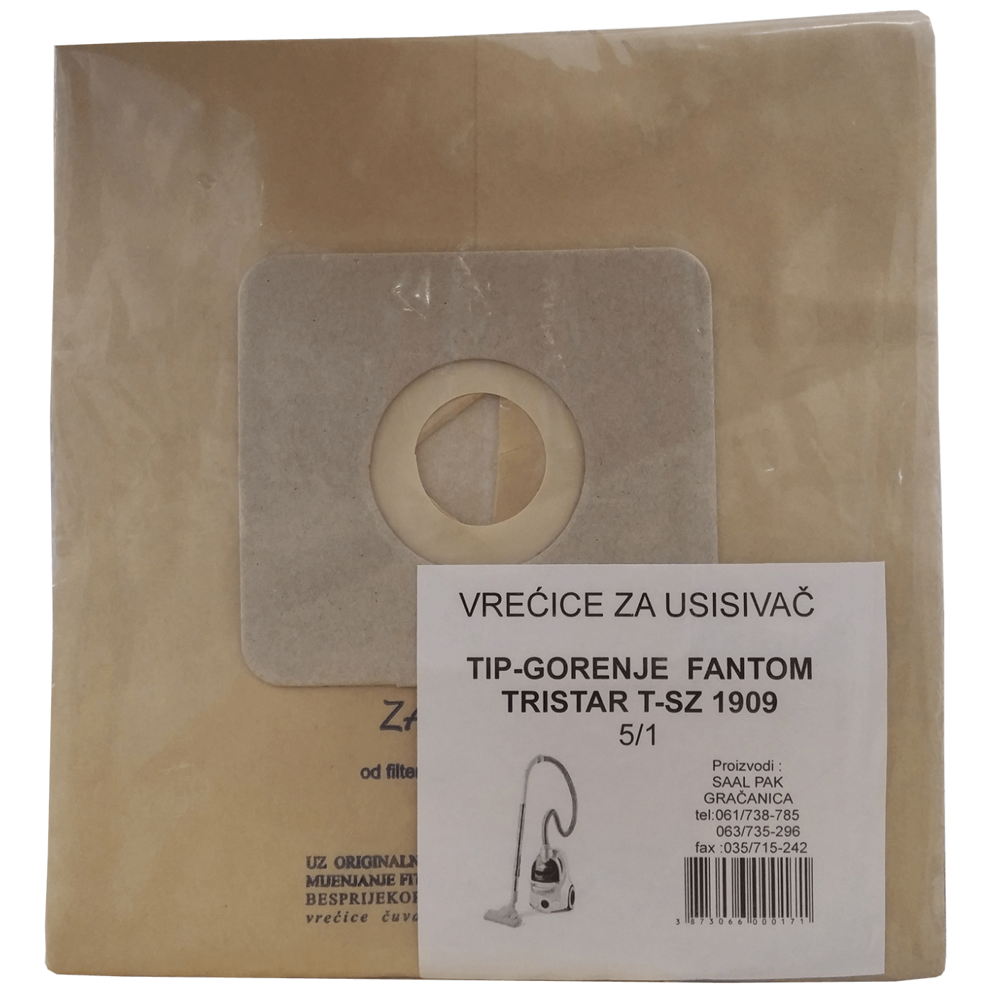 SAALPAK VREĆICE ZA USISIVAČ 5/1 GORENJE FANTOM, TRISTAR  SAALPAK VREĆICE ZA USISIVAČ 5/1 GORENJE FANTOM, TRISTAR