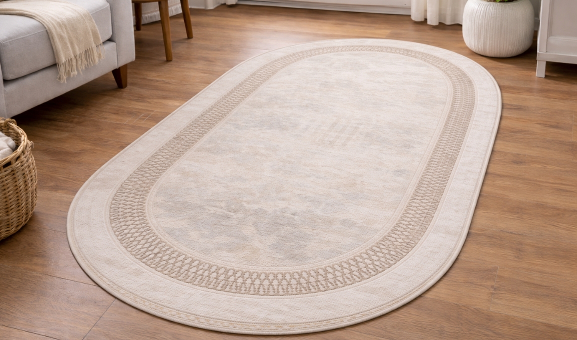 SAFYUN Tepih Kadife KF418 cream camel 160x230 cm ovalni