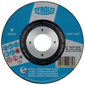 TYROLIT Brusna ploča basic fastcut inox 27 A30P-BFB 178x6x22,23mm